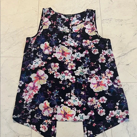 Express Floral Tank Top - Black and Purple - Picture 1 of 7